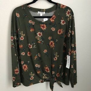 Long Sleeve Waist Tie Sweater